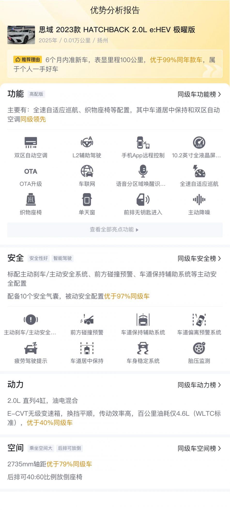 11万多拿下准新一手思域,油电混动代步通勤优选