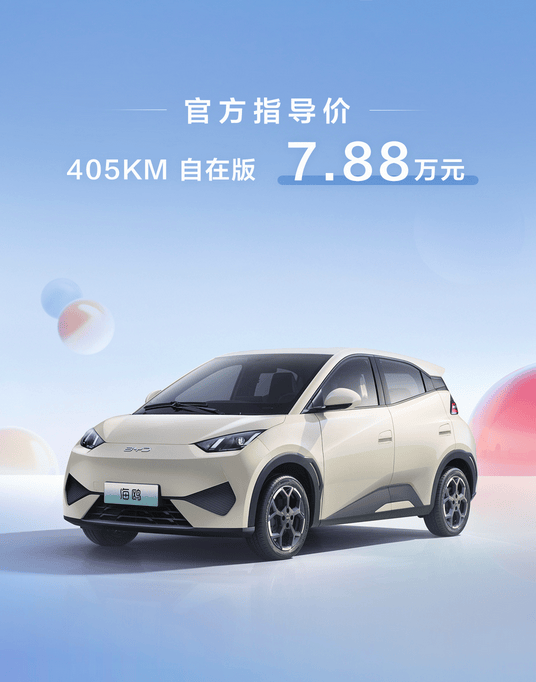 27个月累计销售超100万辆,比亚迪海鸥加推自在版,售价7.88万元