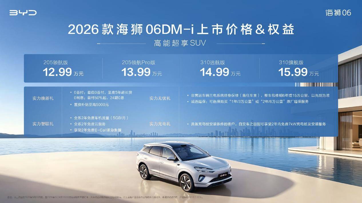 售12.99万起,纯电续航突破300公里,2026款比亚迪海狮06DM-i上市 图片1.jpg
